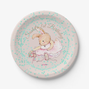 Ballet Animals Aqua Confetti Birthday Paper Plates
