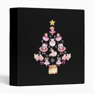 Ballet Animals Ballerina Christmas Tree 3 Ring Binder
