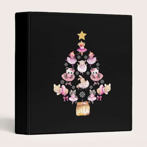 Ballet Animals Ballerina Christmas Tree 3 Ring Binder