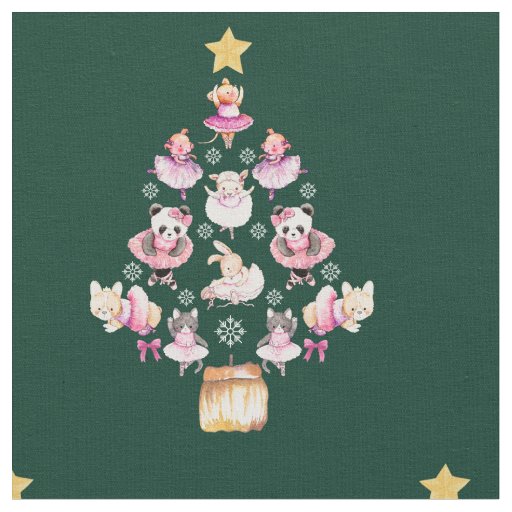 Ballet Animals Ballerina Christmas Tree Fabric