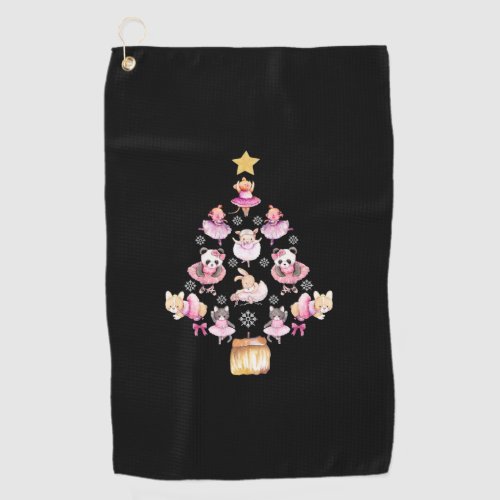 Ballet Animals Ballerina Christmas Tree Golf Towel