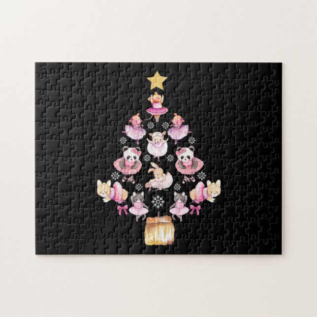 Ballet Animals Ballerina Christmas Tree Jigsaw Puzzle (Horizontal)