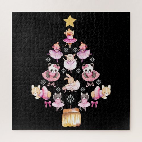 Ballet Animals Ballerina Christmas Tree Jigsaw Puzzle