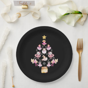 Ballet Animals Ballerina Christmas Tree Paper Plates