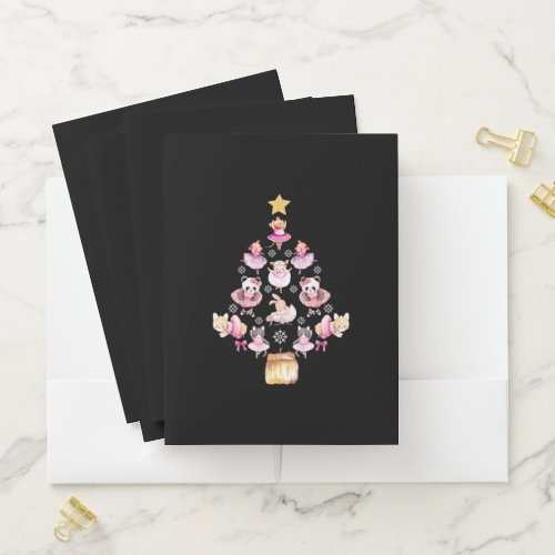 Ballet Animals Ballerina Christmas Tree Pocket Folder