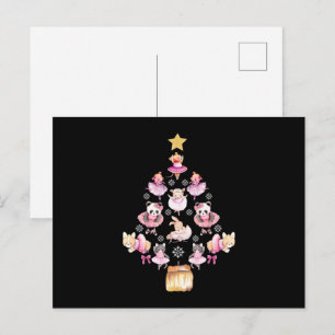 Ballet Animals Ballerina Christmas Tree Postcard