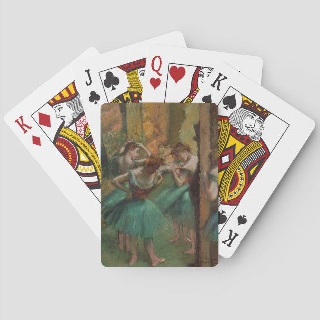 Ballet Artwork Dancers Pink and Green Edgar Degas Poker Cards (Back)