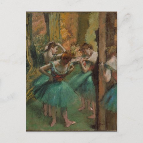 Ballet Artwork Dancers Pink and Green Edgar Degas Postcard