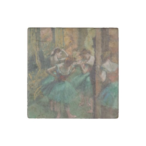 Ballet Artwork Dancers Pink and Green Edgar Degas Stone Magnet