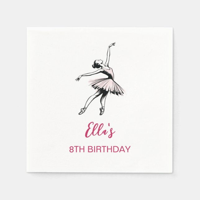Ballet Ballerina Birthday Party Girl Napkins (Front)