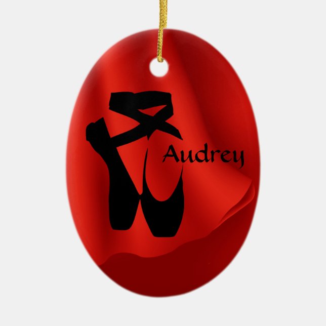 Ballet Ballerina Birthday Pointe Shoes Christmas Ceramic Ornament (Front)