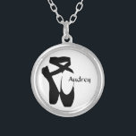Ballet Ballerina Black Pointe Custom Necklace<br><div class="desc">A graphic illustration of ballet pointe shoes on a necklace.</div>