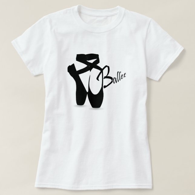 Ballet Ballerina Black Pointe Shoes Basic T T-Shirt (Design Front)