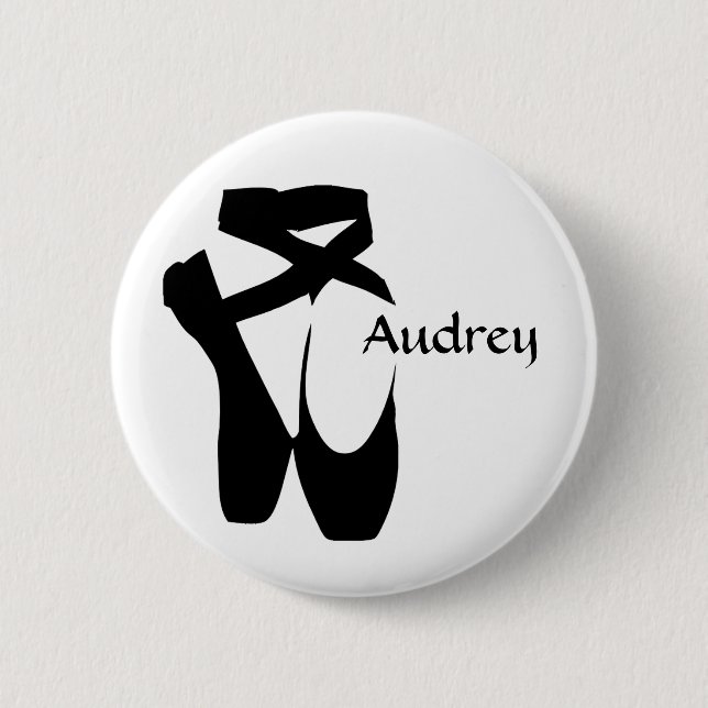 Ballet Ballerina Black Pointe Shoes Custom Button (Front)