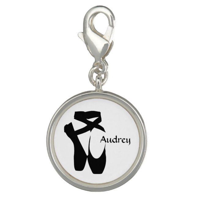 Ballet Ballerina Black Pointe Shoes Custom Charm (Front)