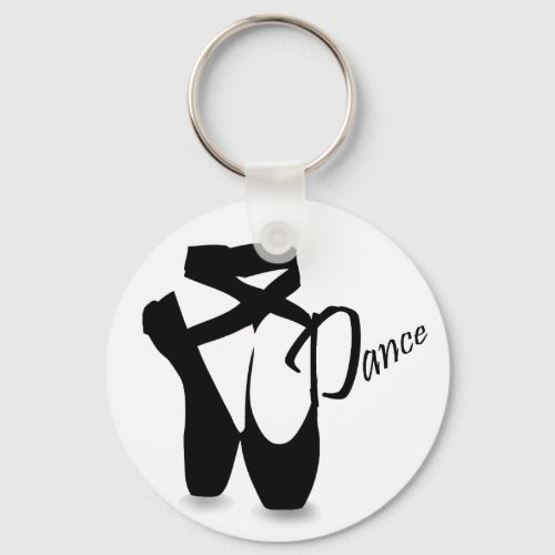 Ballet Ballerina Black Pointe Shoes Dance Basic Keychain