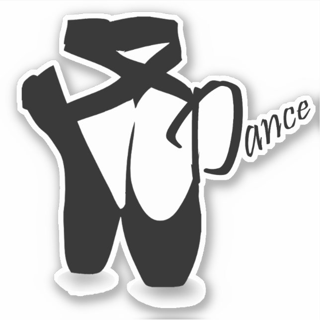 Ballet Ballerina Black Pointe Shoes Dance Sticker (Front)