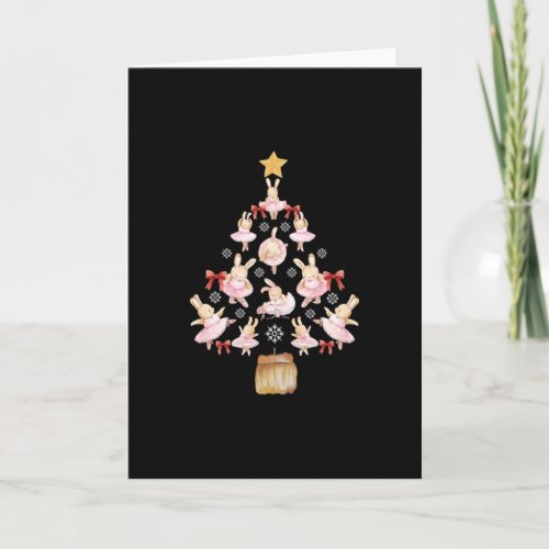 Ballet Ballerina Bunny Christmas Tree Card