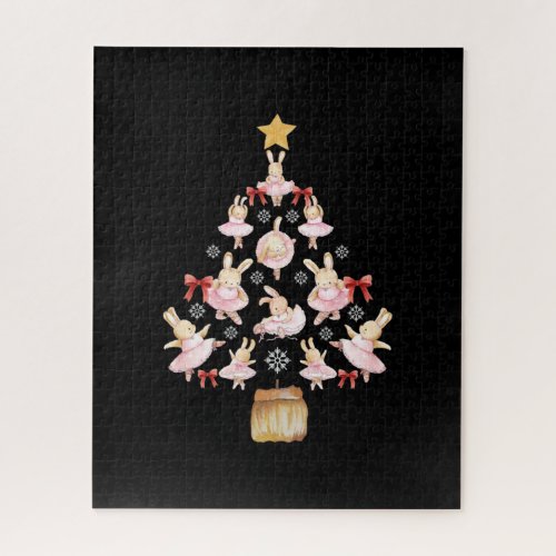 Ballet Ballerina Bunny Christmas Tree Jigsaw Puzzle