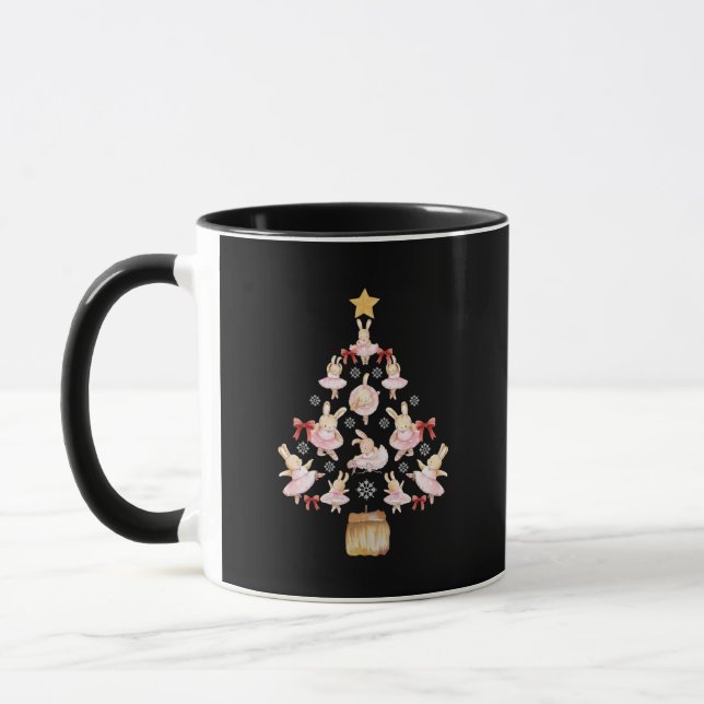 Ballet Ballerina Bunny Christmas Tree Mug (Left)