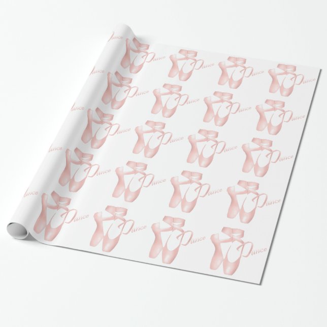 Ballet Ballerina Dance Pointe Shoes Pink GW Wrapping Paper (Unrolled)