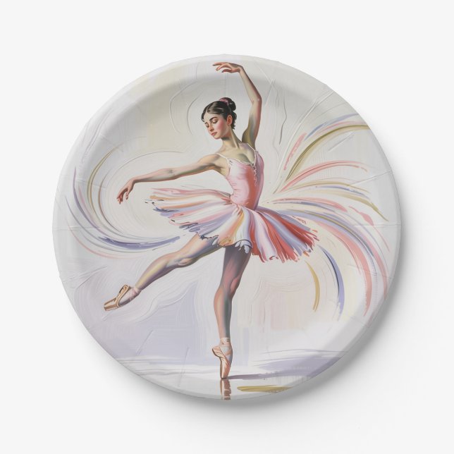 ballet Ballerina dancer Birthday Party Paper Plates (Front)
