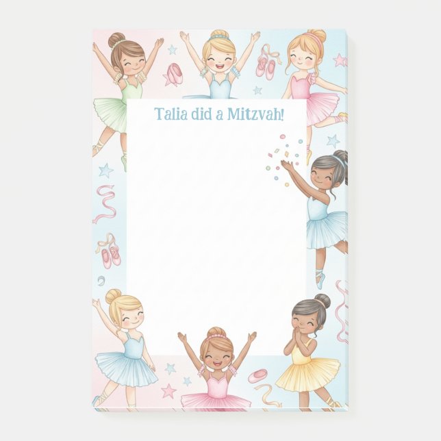 Ballet Ballerina Dancer Personalized Mitzvah Notes (Front)