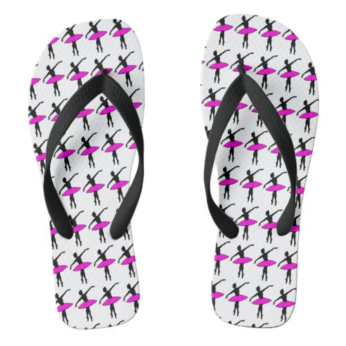 Ballet Ballerina Dancer Silhouette Pink Flip Flops