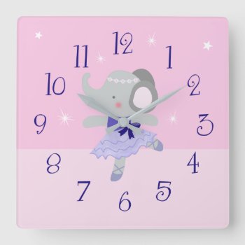Ballet Ballerina Elephant Nursery Clock by Personalizedbydiane at Zazzle