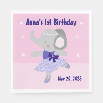 Ballet Ballerina Elephant Paper Party Napkins by Personalizedbydiane at Zazzle
