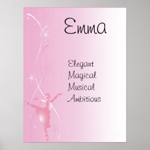 Ballet Ballerina Girls Name Art Poster Print