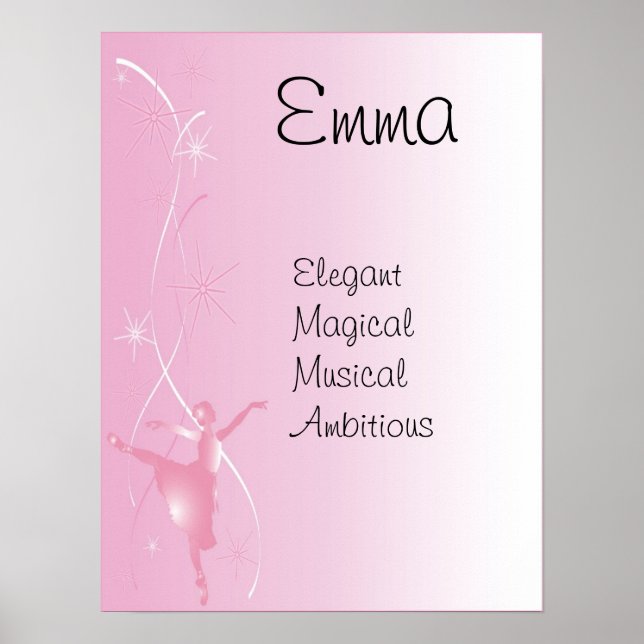 Ballet Ballerina Girls Name Art Poster Print (Front)