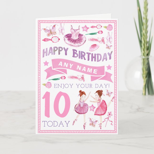 Ballet Ballerina Personalised Birthday Card (Front)