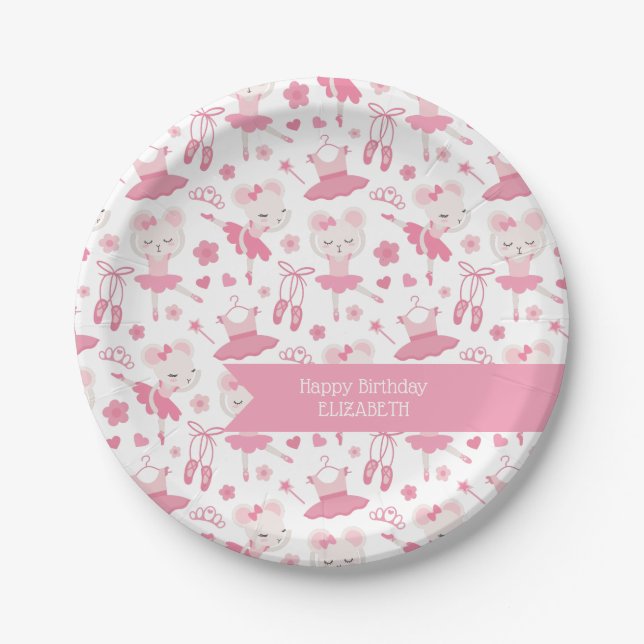 Ballet Ballerina Pink Party Plates, 7" Paper Plates (Front)
