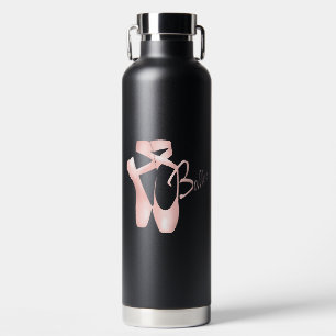 Ballet Ballerina Pink Pointe Shoes Black Water Bottle