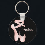 Ballet Ballerina Pink Pointe Shoes Custom Basic Keychain<br><div class="desc">A graphic illustration of ballet pointe shoes on a basic keychain.</div>