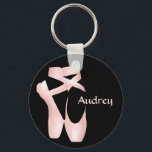 Ballet Ballerina Pink Pointe Shoes Custom Basic Keychain<br><div class="desc">A graphic illustration of ballet pointe shoes on a basic keychain.</div>