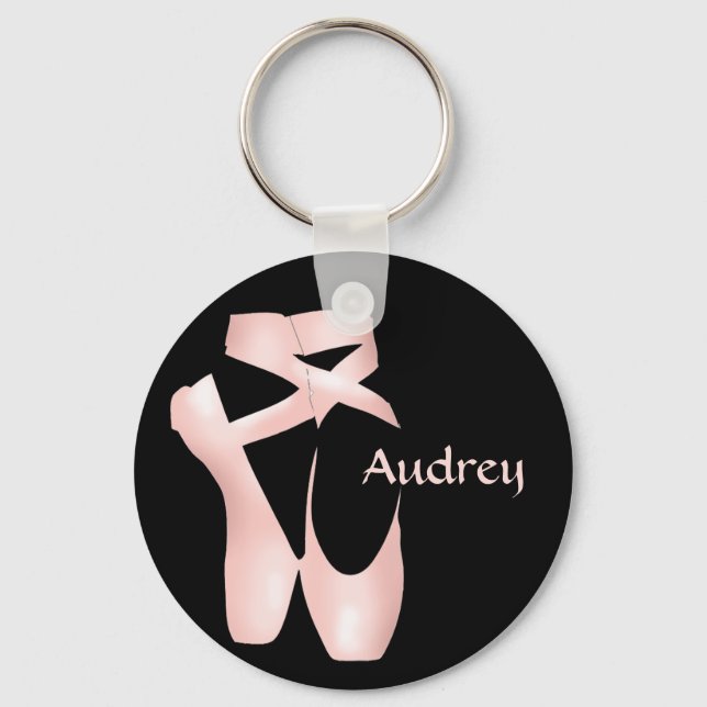 Ballet Ballerina Pink Pointe Shoes Custom Basic Keychain (Front)