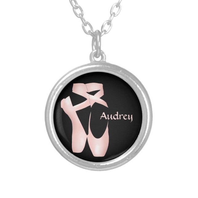 Ballet Ballerina Pink Pointe Shoes Custom Necklace (Front)
