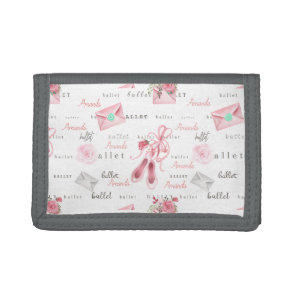 Ballet Ballerina Pink Shoes Personalized Tri-fold Wallet