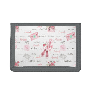 Ballet Ballerina Pink Shoes Personalized Tri-fold Wallet