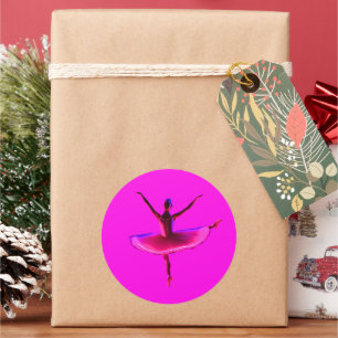 Ballet Ballerina Pose Glowing Violet Colors Classic Round Sticker