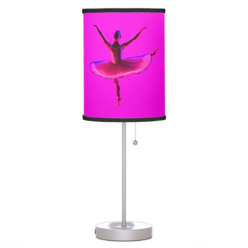 Ballet Ballerina Pose Glowing Violet Colors   Table Lamp