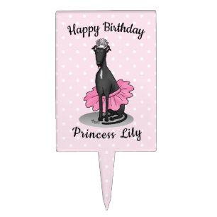 Ballet Ballerina Princess Greyhound Dog (black) Cake Topper