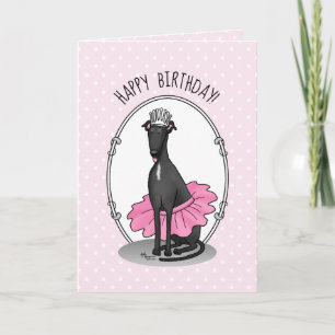 Ballet Ballerina Princess Greyhound Dog (black) Card