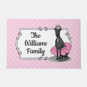 Ballet Ballerina Princess Greyhound Dog (black) Doormat