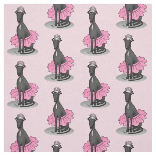 Ballet Ballerina Princess Greyhound Dog (black) Fabric