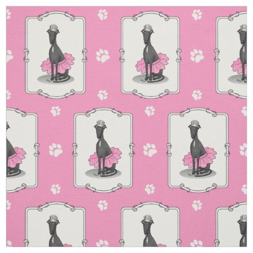 Ballet Ballerina Princess Greyhound Dog (black) Fabric