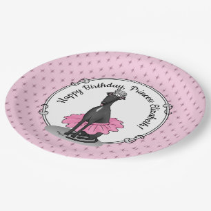 Ballet Ballerina Princess Greyhound Dog (black) Paper Plates