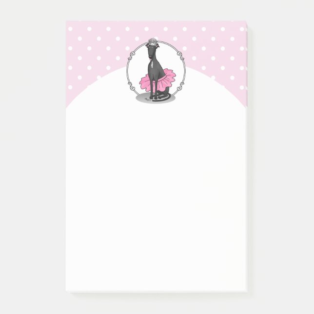 Ballet Ballerina Princess Greyhound Dog (black) Post-it Notes (Front)